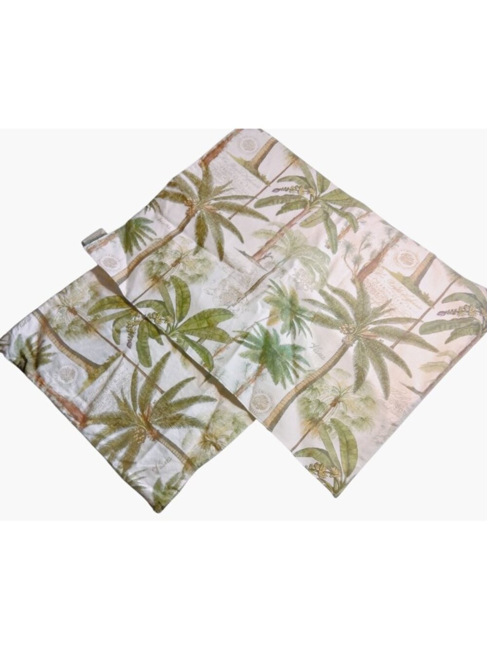 Pottery Barn Tropical Palm Trees Placemats Botanical Print Vtg Style Lot 2